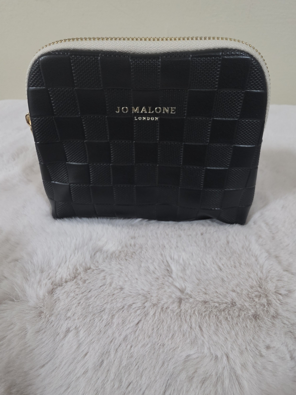 Jo Malone Black Quilted Cosmetic Pouch with Gold Hardware